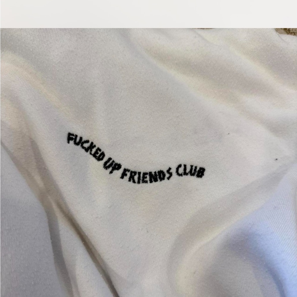 $350 MSRP white local authority hoodie- fucked up friends club